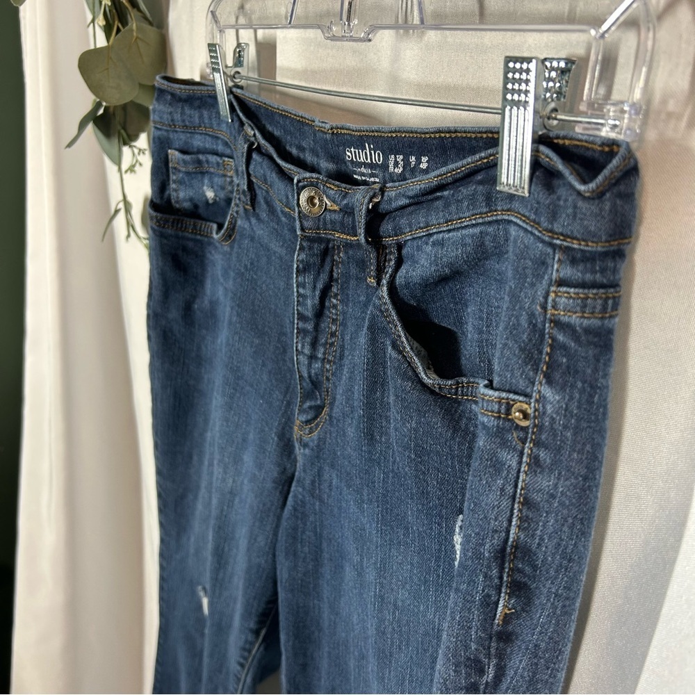 Studio by Denim&Co | High Rise Skinny Jeans Blue Distressed Women’s Size 12P - Picture 5 of 13